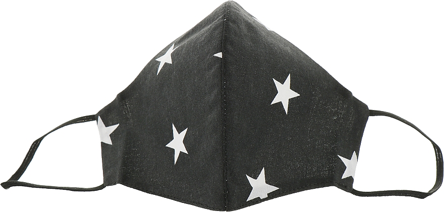 Маска тканевая-защитная для лица, черная с крупными звездами, размер М - Gioia