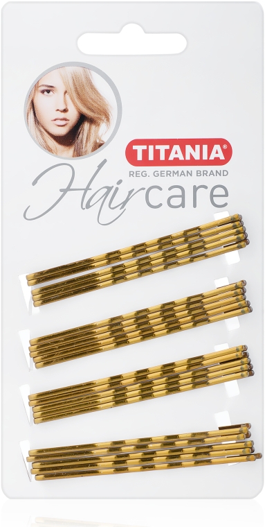 Невидимки для волос, 7 см, золотистые, 20 шт - Titania — фото N1
