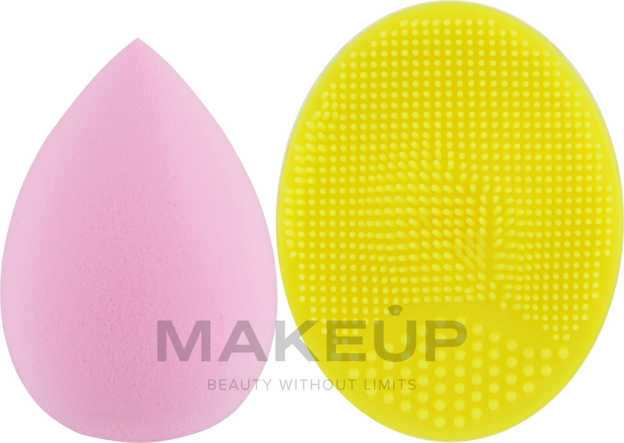 Набор спонжей для макияжа и умывания, 2 в 1, PF-52, желтый + розовый - Puffic Fashion — фото 2шт