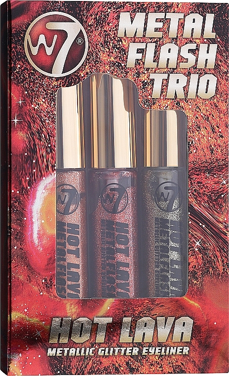 Набір - W7 Hot Lava Metallic Glitter Trio Eyeliner (eye/liner/3x7ml) — фото N1