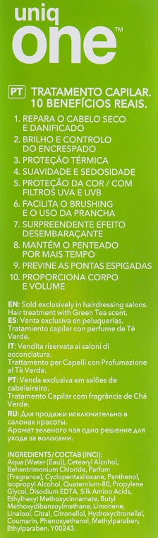 Спрей-маска для ухода за волосами с ароматом зеленого чая - Revlon Professional Uniq One Green Tea Scent Treatment — фото N3