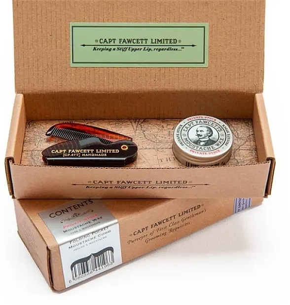 Набор - Captain Fawcett Gift Box (wax/15ml + h/comb/1pc) — фото N1
