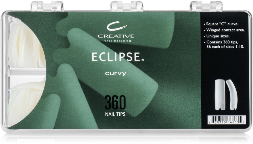 Типсы со специальным вырезом контактной зоны, 360 шт - CND Natural Eclipse Tips — фото N1