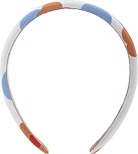 Обруч для волосся FA-5609, білий з помаранчево-блакитними квітами - Donegal — фото N1