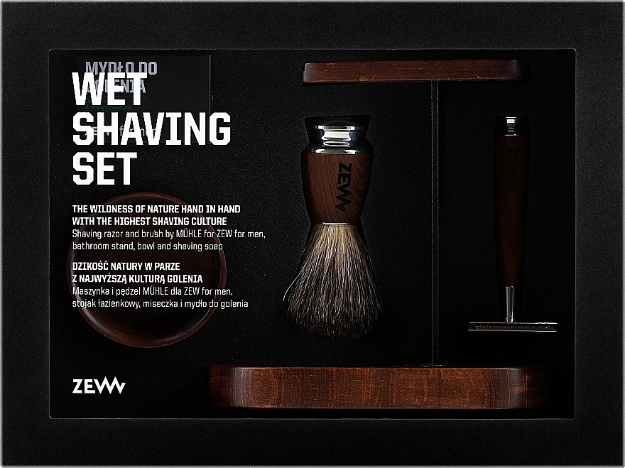 Набір - Zew For Men Wet Shaving Set (soap/85ml + razor/1psc + sh/brush/1pcs + sh/cup/1pcs + sh/stand/1pcs) — фото N1