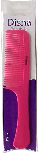 Гребінь для волосся, 22.5 см, із закругленою ручкою, рожевий - Disna Beauty4U — фото N1