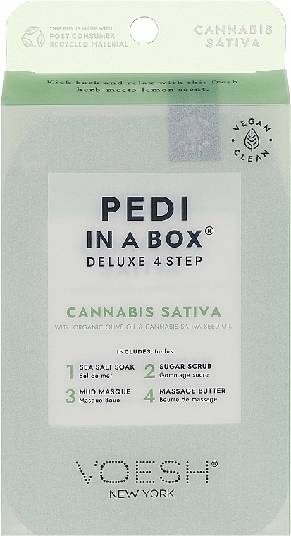 Набір для педикюру "Коноплі" - Voesh Delux Pedicure Hemp Relax 4 Step Pedi In A Box — фото N1