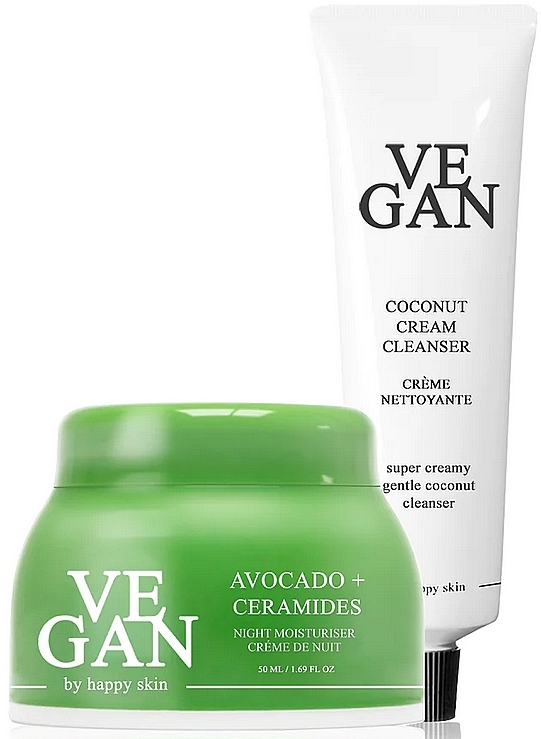 Набор - Vegan By Happy Skin Avocado + Coconut Skincare Edit (f/cream/50ml + clean/120ml) — фото N1