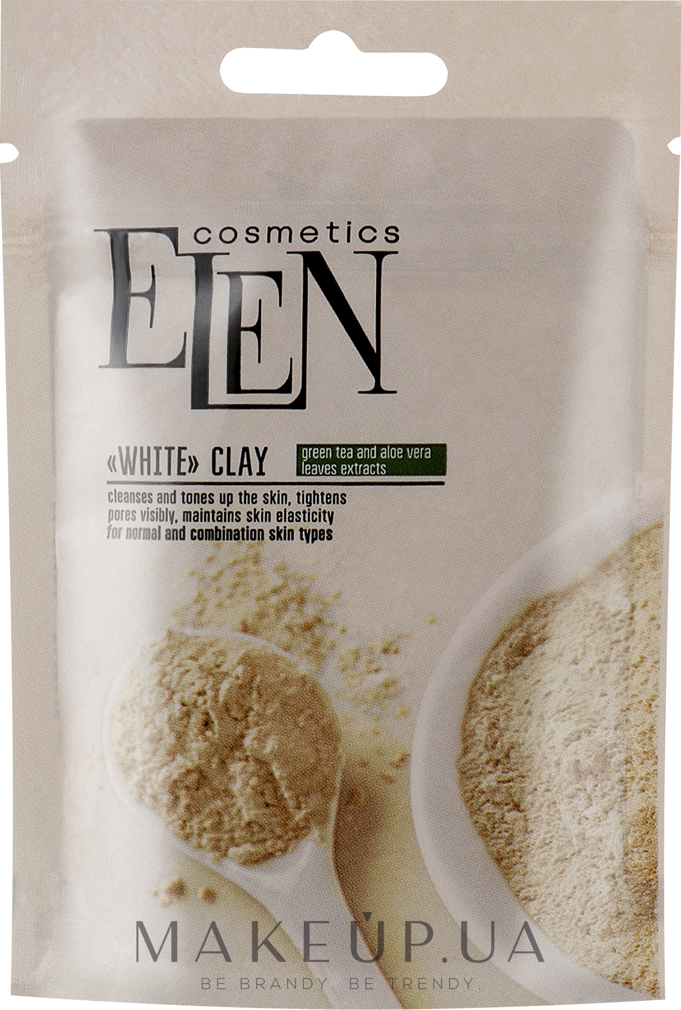 Глина біла з екстрактом зеленого чаю і алое вера - Elen Cosmetics — фото 40g