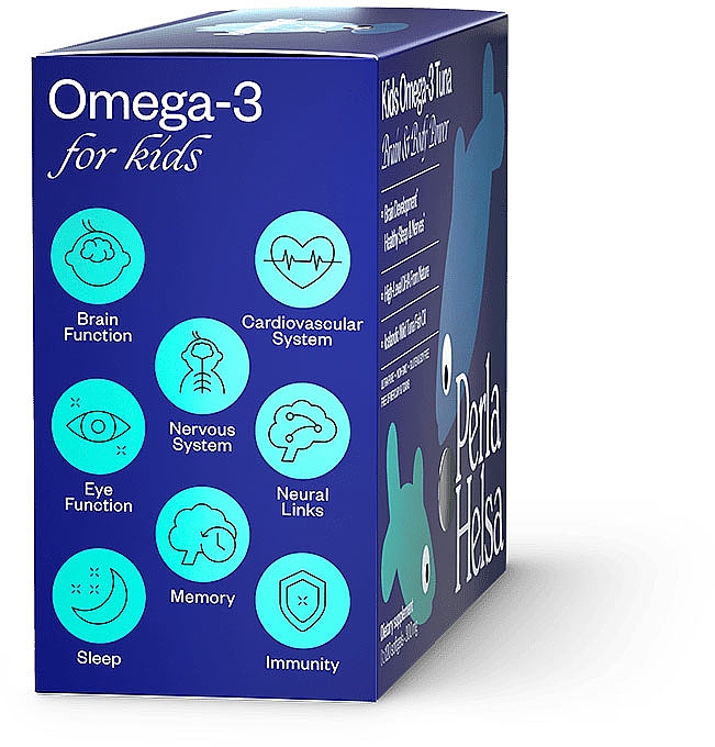 Омега-3 із тунця, з високим рівнем DHA, 120 капсул - Perla Helsa Kids Omega-3 Tuna Brain & Body Power Dietary Supplement — фото N3