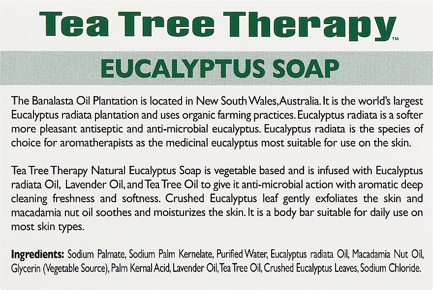 Мило евкаліптове відлущувальне на рослинній основі - Tea Tree Therapy Eucalyptus Soap — фото N3