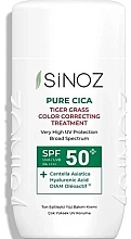 Выравнивающий солнцезащитный флюид для лица с SPF50+ - Sinoz Pure Cica Color Correcting Treatment Fluid Sunscreen SPF50+ — фото N1