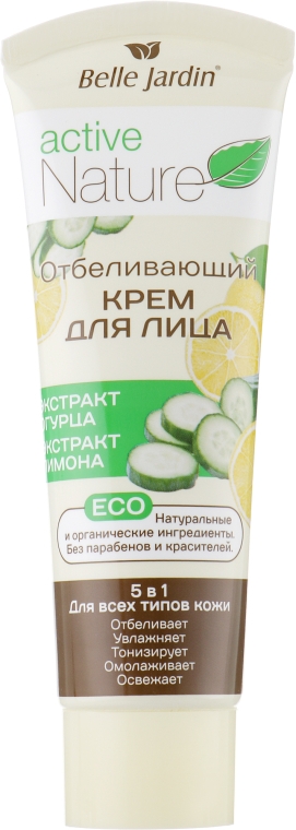 Відбілювальний крем для обличчя, з екстрактом лимона і огірка  - Belle Jardin Active Nature Face Cream