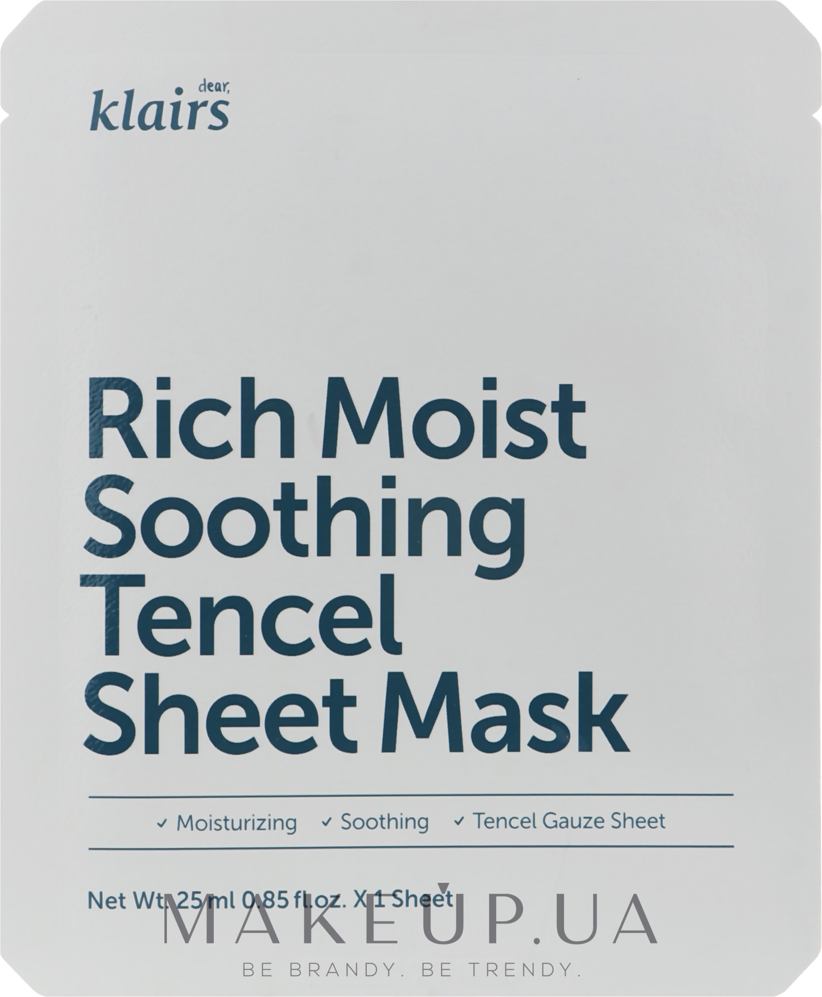 Зволожувальна тканинна маска - Klairs Rich Moist Soothing Tencel Sheet Mask — фото 25ml