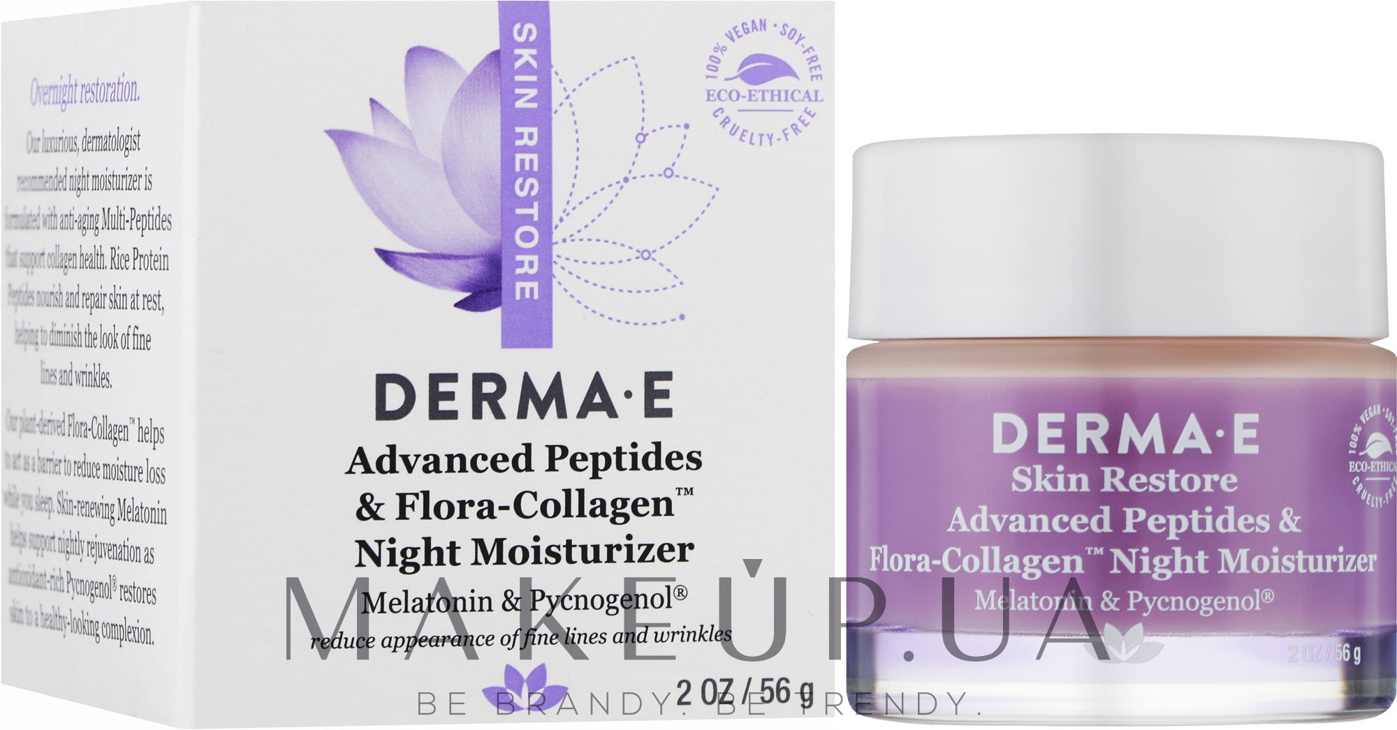 Нічний зволожувальний пептидний крем проти глибоких зморщок - Derma E Skin Restore Advanced Peptides & Flora-Collagen Night Moisturizer — фото 56g