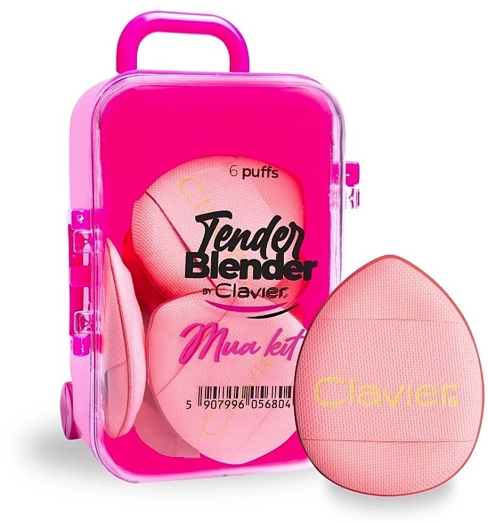 Мінінабір плоских спонжів для макіяжу, рожеві, 6 шт. - Clavier Tender Blender Mua Kit — фото N1