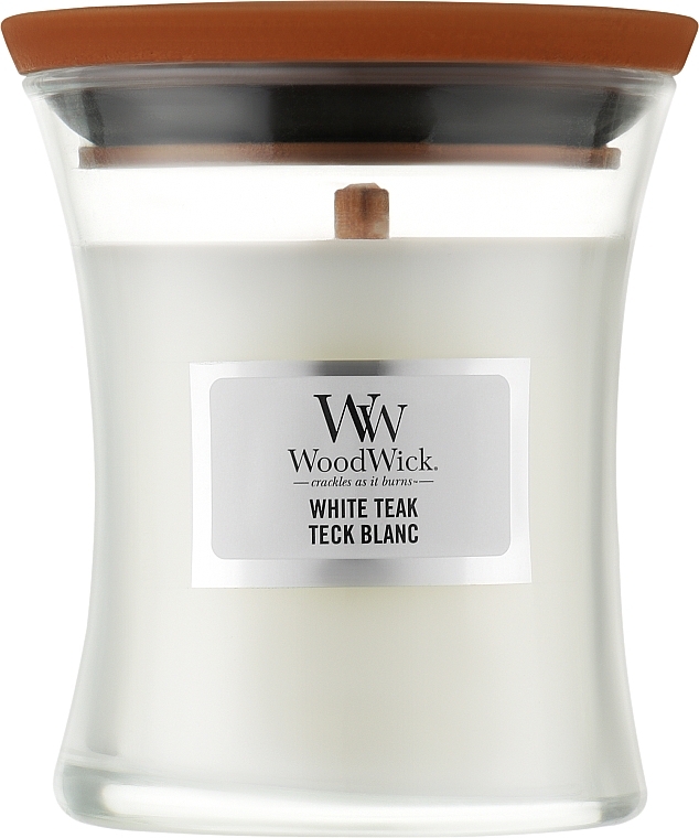 Ароматична свічка в склянці - WoodWick Hourglass Candle White Teak — фото N1