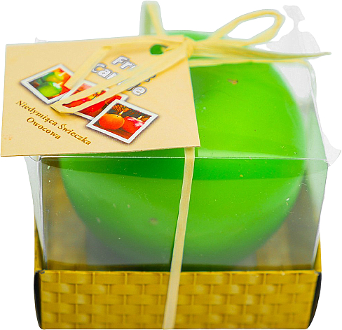 Декоративна свічка у формі зеленого яблука, в упаковці - AD — фото N1