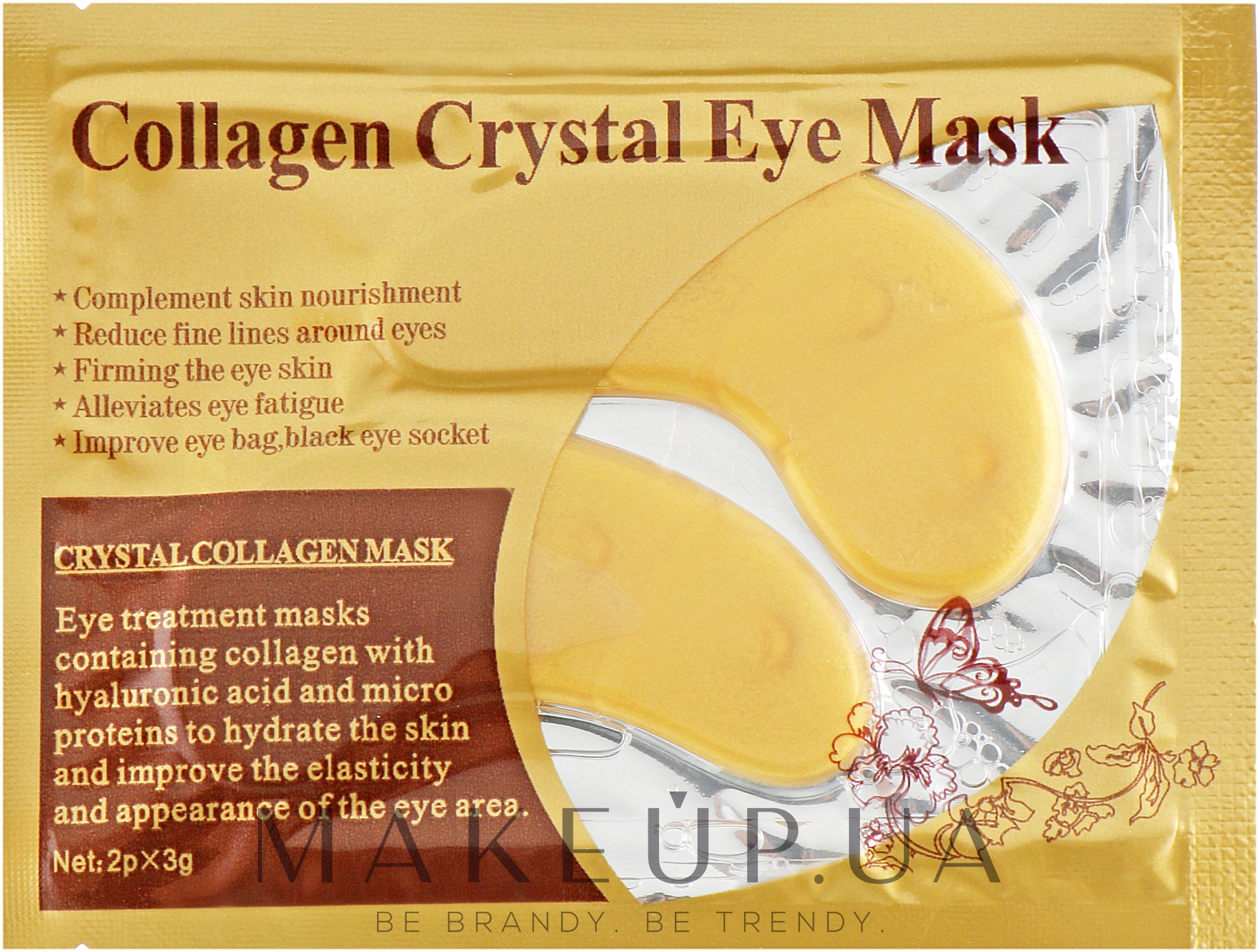 Антивікові гідрогелеві патчі під очі проти зморшок з колагеном і золотом - Veronni Collagen Crystal Eye Mask — фото 2x3g