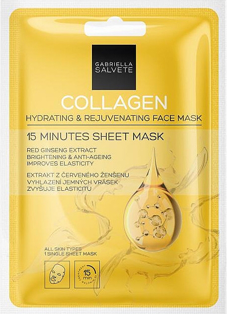 Увлажняющая и омолаживающая маска для лица "Коллаген" - Gabriella Salvete Collagen Hydrating & Rejuvenating 15 Minutes Sheet Mask — фото N1