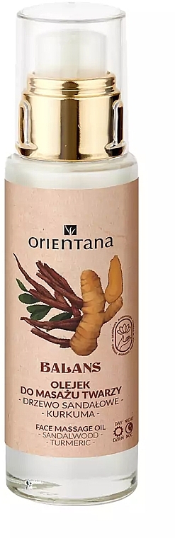 Олія для масажу обличчя "Сандалове дерево і куркума" - Orientana Sandalwood Turmeric Balancing Face Massage Oil — фото N1