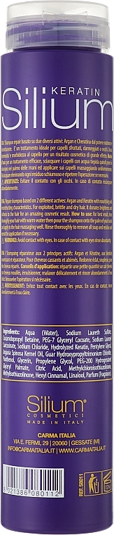 Кератиновый шампунь для реконструкции и восстановления волос с аргановым маслом - Silium Keratin & Argan Repair Shampoo — фото N2