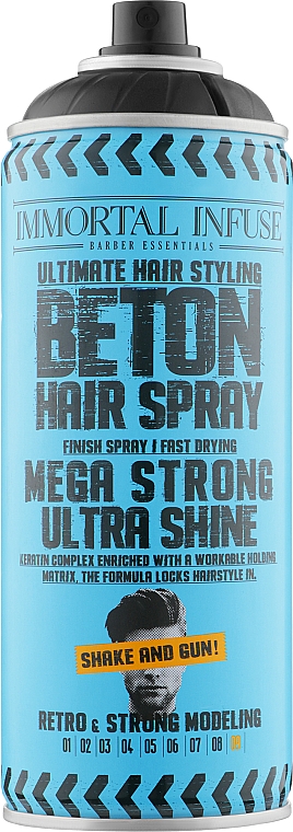 Спрей для укладки волосся "Мегасильний і ультрасяйний" - Immortal Infuse Beton Hair Spray Mega Strong Ultra Shine — фото N1