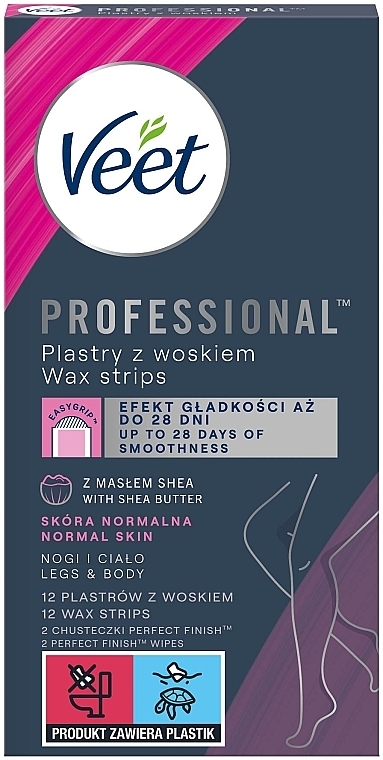 Восковые полоски для депиляции для нормальной кожи, с маслом Ши, 12 шт. - Veet Professional Wax Strips Normal Skin