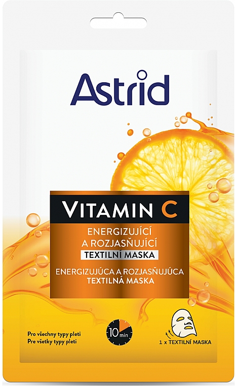 Освітлювальна маска з вітаміном С - Astrid Vitamin C Energizing And Brightening Textile Mask — фото N1
