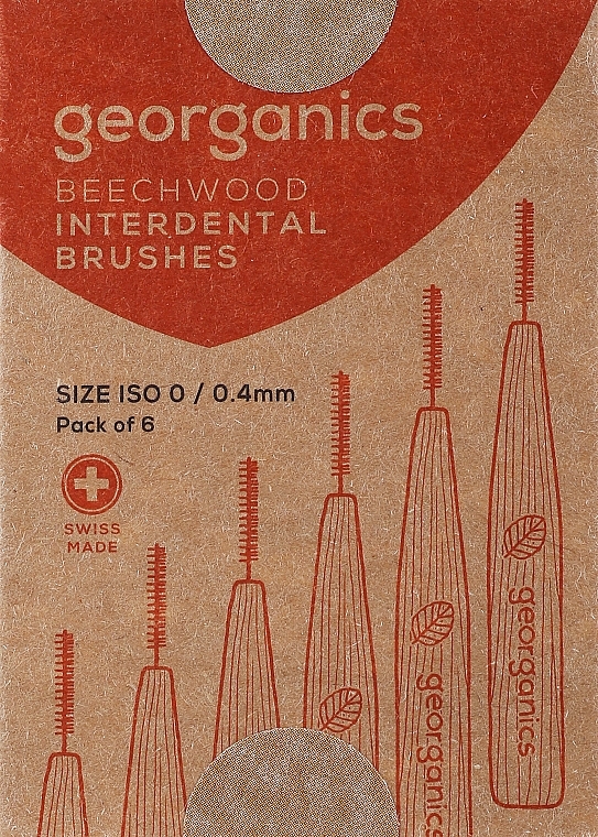 Межзубные щетки 0,4 мм - Georganics Beechwood Interdental 6 Brushes ISO 0 (0.4mm) — фото N1