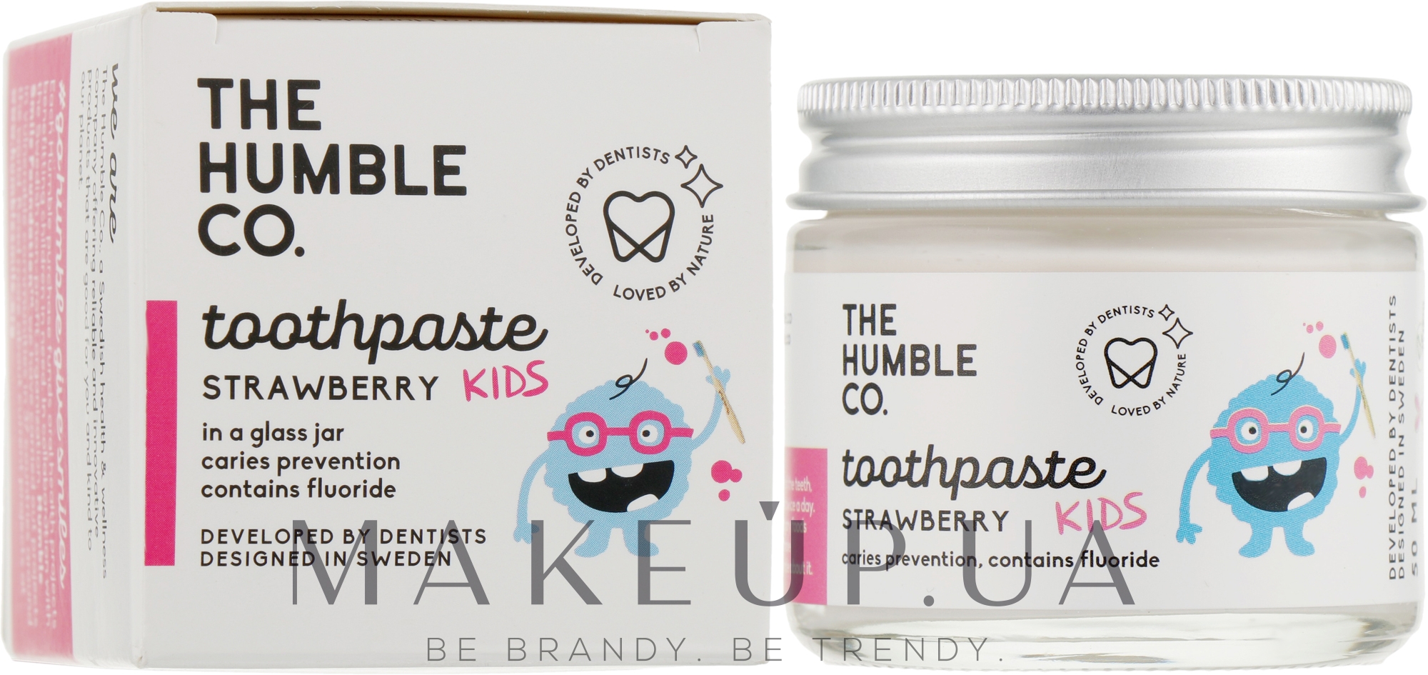 Детская зубная паста реминерализующая в стеклянной банке «Клубника» - The Humble Co. Kids Strawberry Toothpaste  — фото 50ml