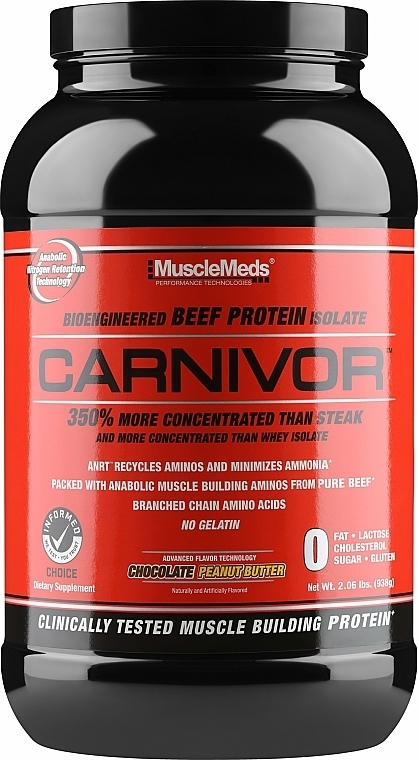 Изолят говяжего протеина "Шоколадное арахисовое масло" - MuscleMeds Carnivor Chocolate Peanut Butter Isolate — фото N1