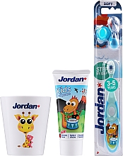 Духи, Парфюмерия, косметика Набор "Дракон", стакан с жирафом - Jordan Kids (toothpaste/50ml + toothbrush/1pc + cup)