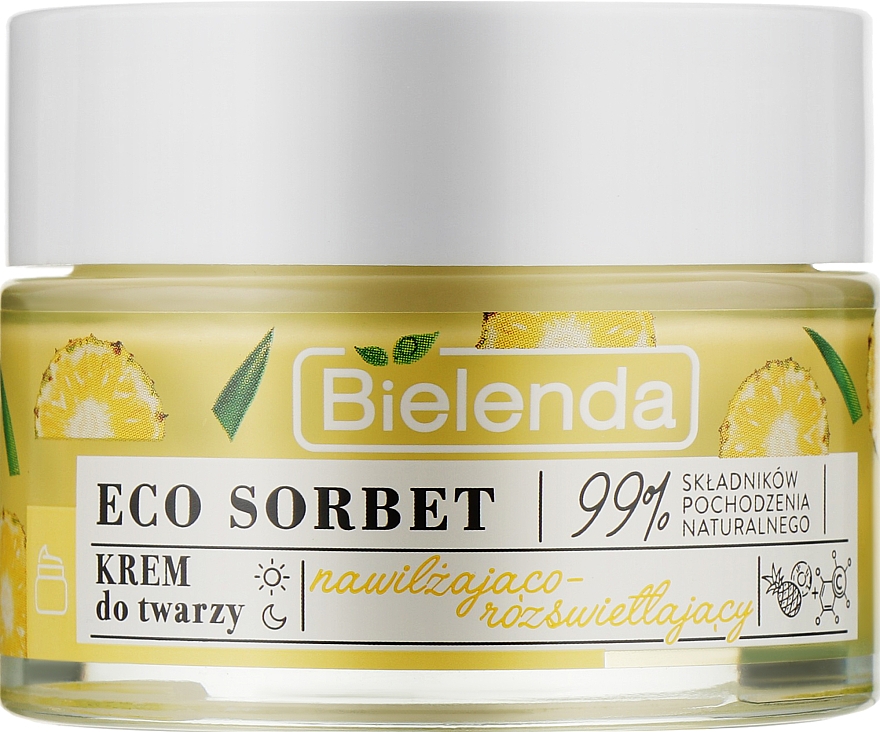 Зволожувальний і освітлювальний крем для обличчя - Bielenda Eco Sorbet Moisturizing & Brightening Face Cream