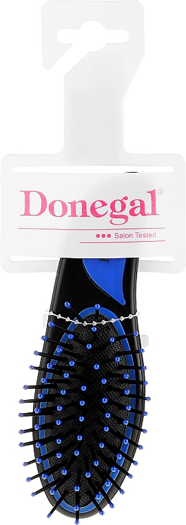 Расческа для волос, маленькая, 9002, синяя - Donegal Mini Cushion Hair Brush — фото N1