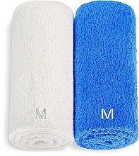 Парфумерія, косметика Набір рушників для обличчя, біле та блакитне "Twins" - MAKEUP Face Towel Set Blue + White