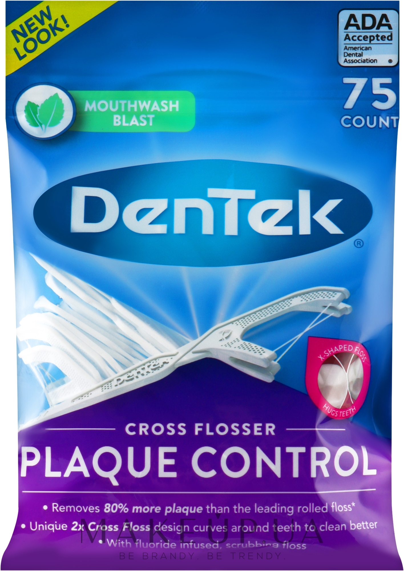 Флос-зубочистки "Перехресне очищення. Контроль зубного нальоту" - DenTek — фото 75шт