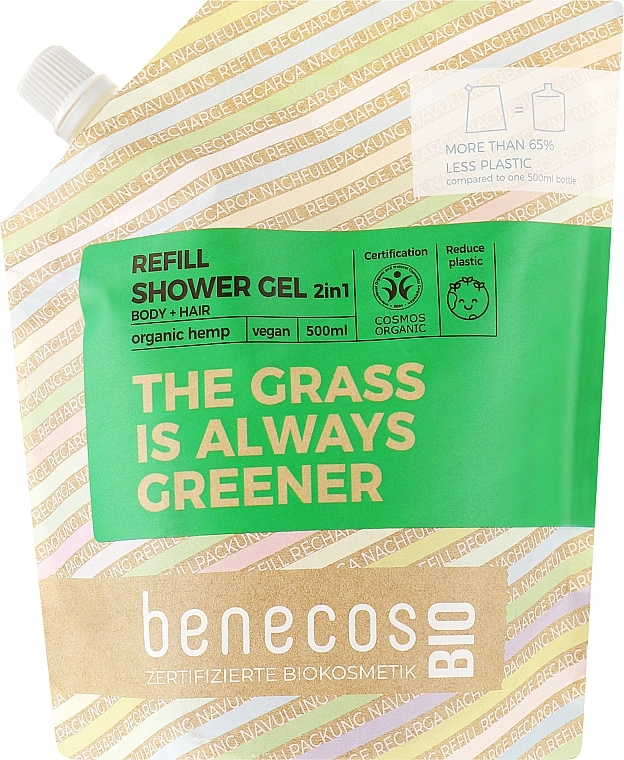 УЦЕНКА Гель для душа 2в1 - Benecos Shower Gel and Shampoo Organic Hemp (сменный блок) * — фото N1