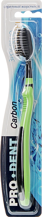 Зубная щетка "Carbon", средней жесткости, черно-салатовая - Pro Dent — фото N1