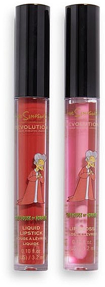 Набор для макияжа губ - Makeup Revolution The Simpsons Treehouse of Horror Lip Set Vampire Mr. Burns (lipgloss/3.2ml + lipstick/3.2ml) — фото N2