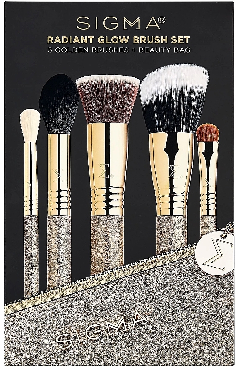 Набір пензлів для макіяжу в косметичці, 5 шт. - Sigma Beauty Radiant Glow Brush Set — фото N1