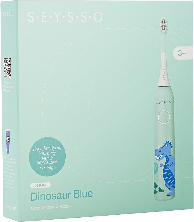 Електрична звукова зубна щітка для дітей, блакитна - Seysso Kids Dinosaur Blue — фото N3