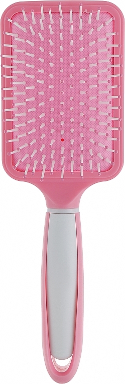 Щётка для волос прямоугольная, С0236, розовая с белой ручкой - Rapira