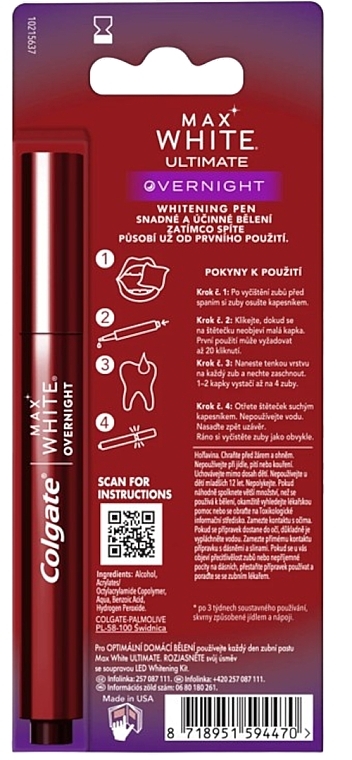 Ручка для відбілювання зубів - Colgate Max White Overnight Whitening Pen — фото N2