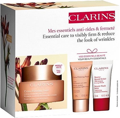 Набір - Clarins Firming & Anti-Wrinkle Essentials Set (d/cr/50ml + n/cr/15ml + b/balm/15ml) — фото N2