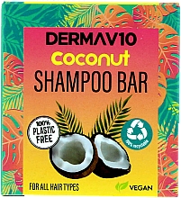 Духи, Парфюмерия, косметика Шампунь твердый для волос с кокосом - Derma V10 Shampoo Bar Coconut