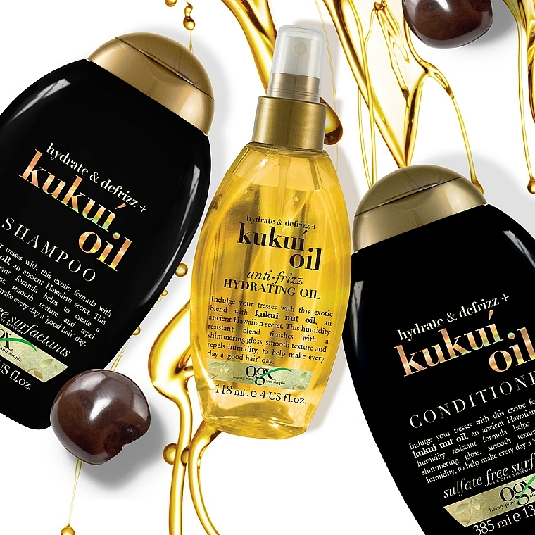 Шампунь для увлажнения и гладкости волос с маслом гавайского ореха (кукуи) - OGX Kukui Oil Shampoo — фото N7
