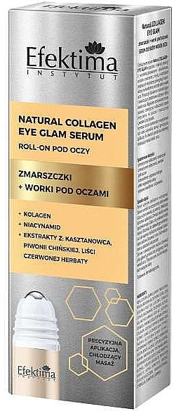 Ролик для кожи вокруг глаз "Морщины + мешки под глазами" - Efektima Natural Collagen Wrinkles + Bags Under Eyes Roll On Eye Glam Serum — фото N2