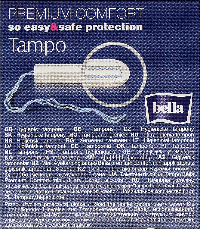 Гігієнічні тампони Tampo Premium Comfort Mini, 8 шт - Bella — фото N2