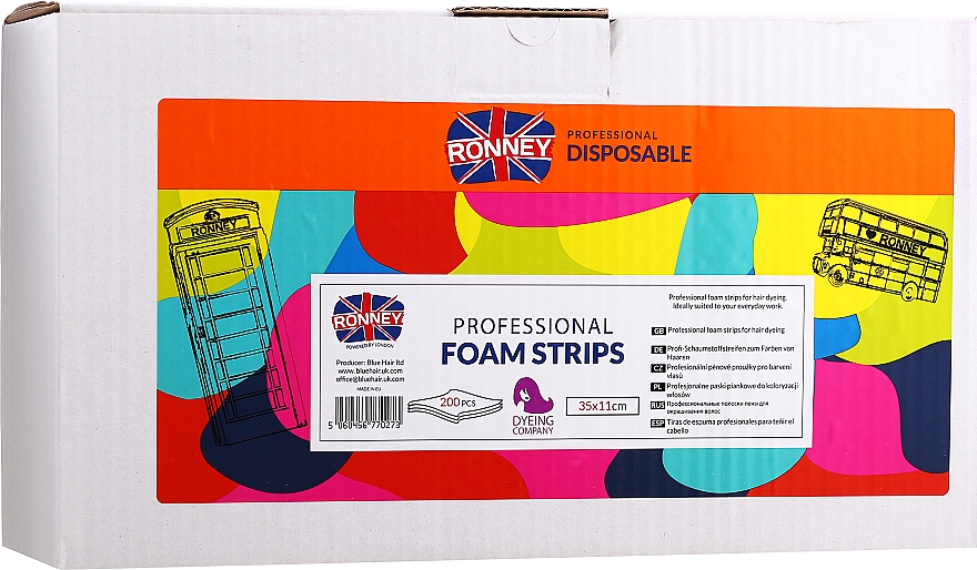 Полоски из пенки для окрашивания волос, 35х11см - Ronney Professional Foam Strips — фото N2